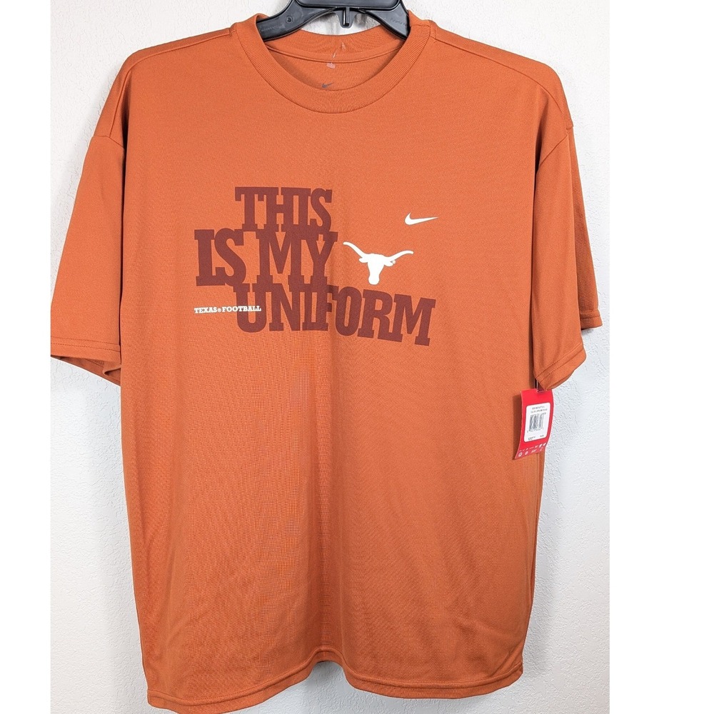 Nike Texas Longhorns T-Shirt Men Large Orange This Is My Uniform Dri-FIT USA NWT